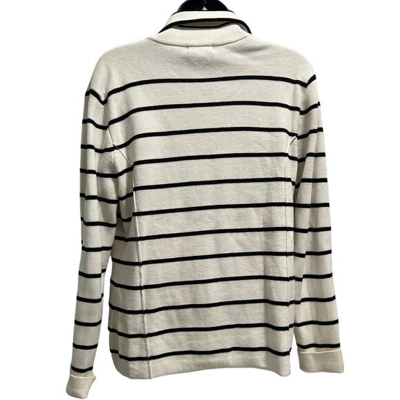 Cache 100% Cotton - Black x White Striped Knit Blazer Size 12 - Picture 4 of 7